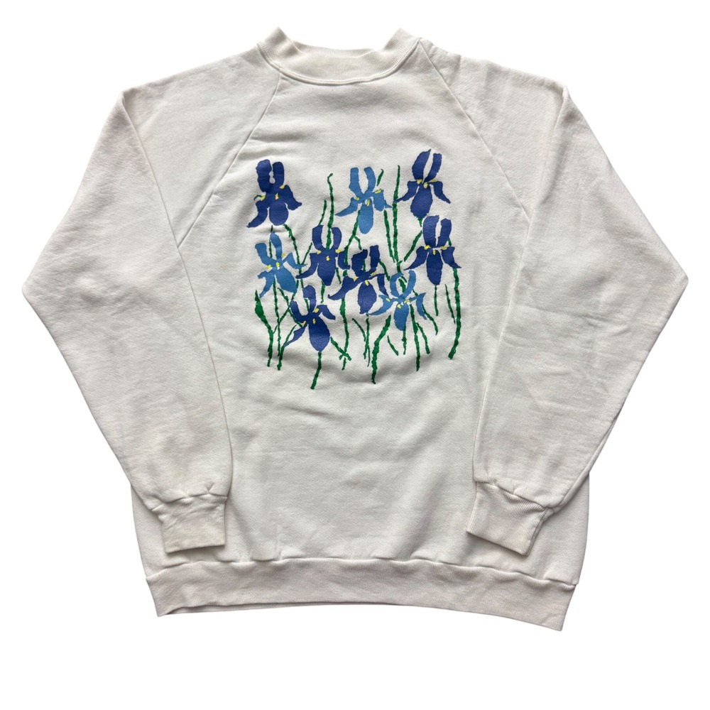 Vintage 80s Flower Floral Double Sided Grandma Sweatshirt Cottagecore USA XL